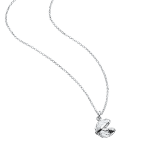 Mini Fortune Cookie Pendant - Silver